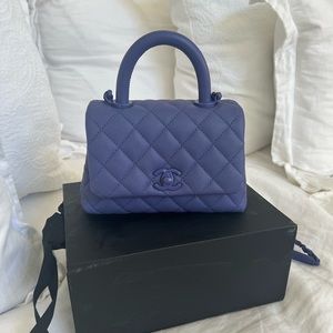 ❌❌SOLD❌❌Chanel Purple Caviar Quilted Incognito Extra Mini Coco Handle Flap Bag